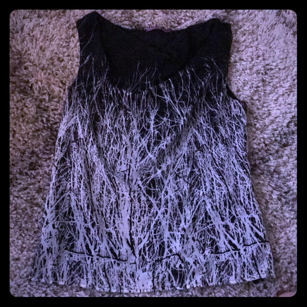 Blouse black with trees
